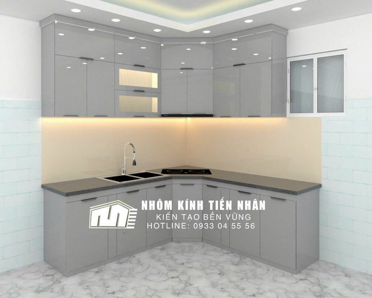 Mẫu Tủ Bếp Nhôm Kính Phú Nhuận Giá Rẻ, Bền Đẹp, Chống Nước 100%