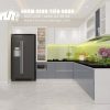 Tủ bếp khung nhôm cánh kính đẹp