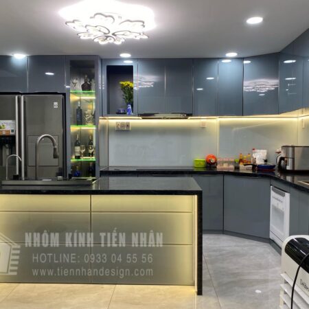 Tủ Bếp Nhôm Cánh Kính Tiến Nhân