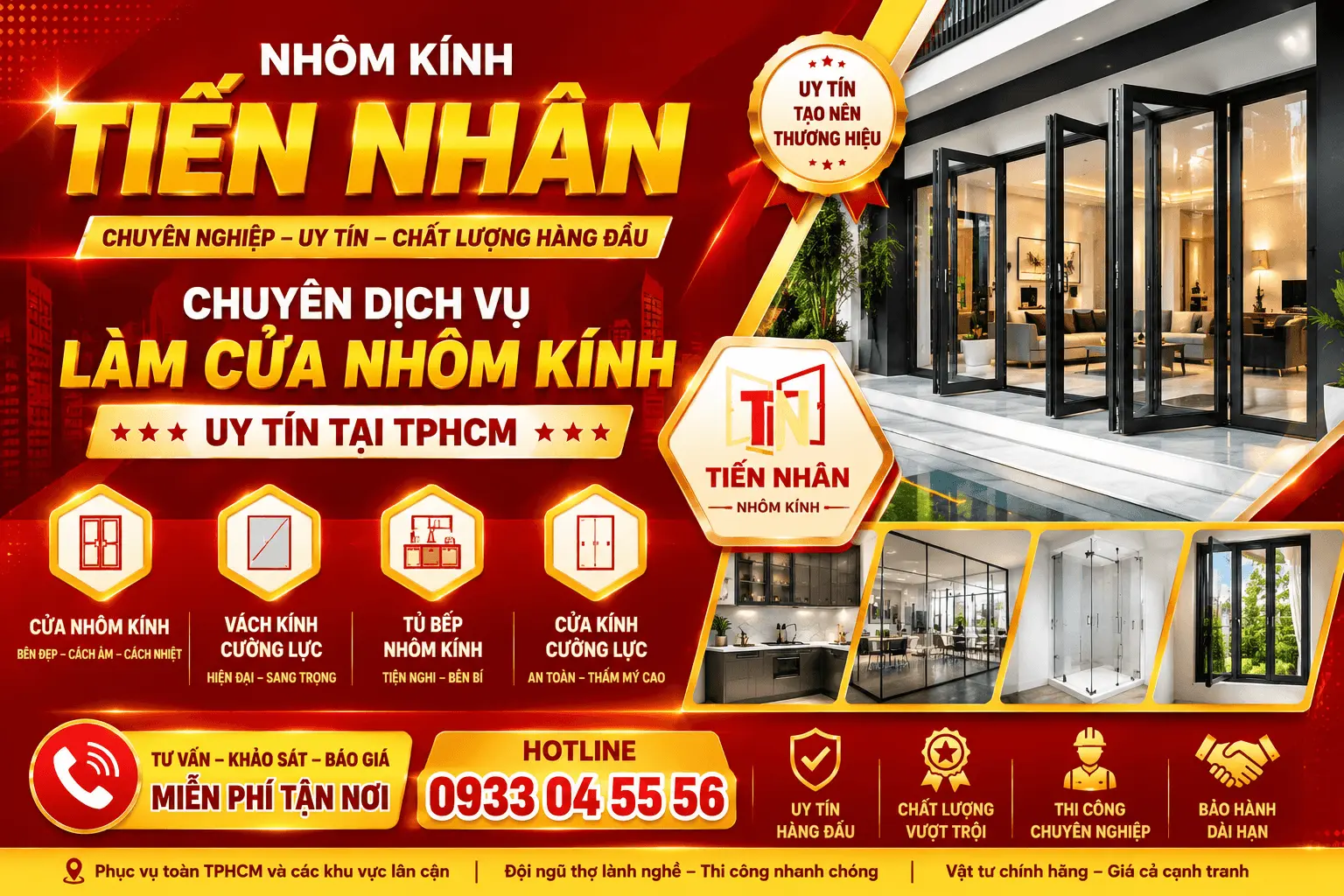 Địa Chỉ Làm Cửa Nhôm Kính Tại Phú Nhuận TPHCM Gần Đây Uy Tín - Nhôm Kính Tiến Nhân